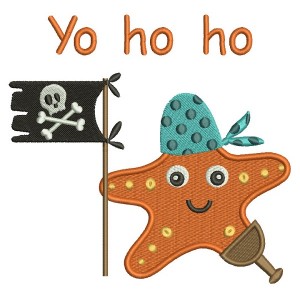 Yo Ho Ho Star Fish Pirate Filled Machine Embroidery Design Digitized Pattern